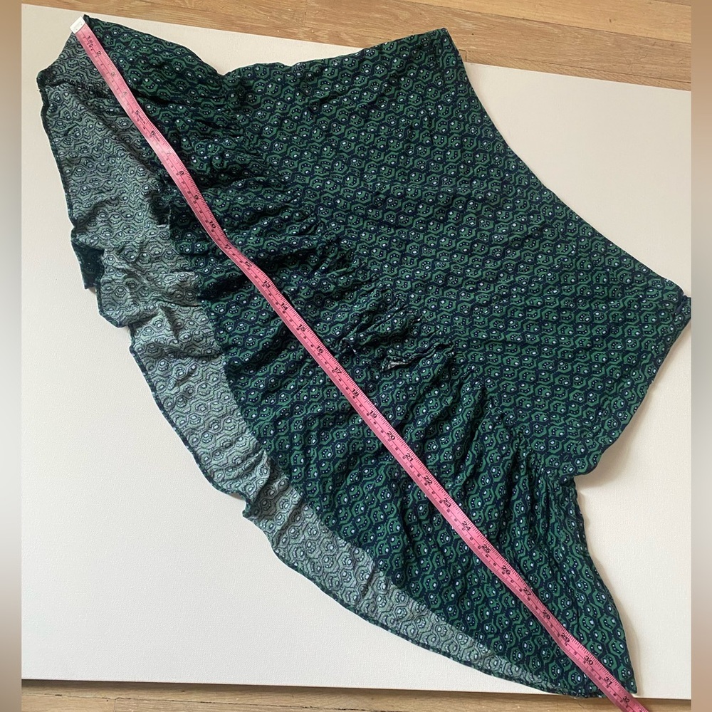 Green Patterned Asymmetrical Ruffle Mini Skirt - image 6